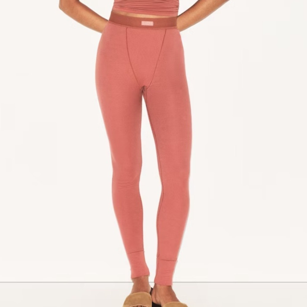 SKIMS Cotton Rib Leggings size Large Redwood color